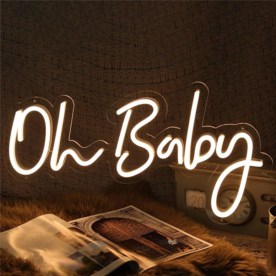 Baby Nursery Wall Lights - لافتة نيون LED بعبارة 'أوه بيبي'