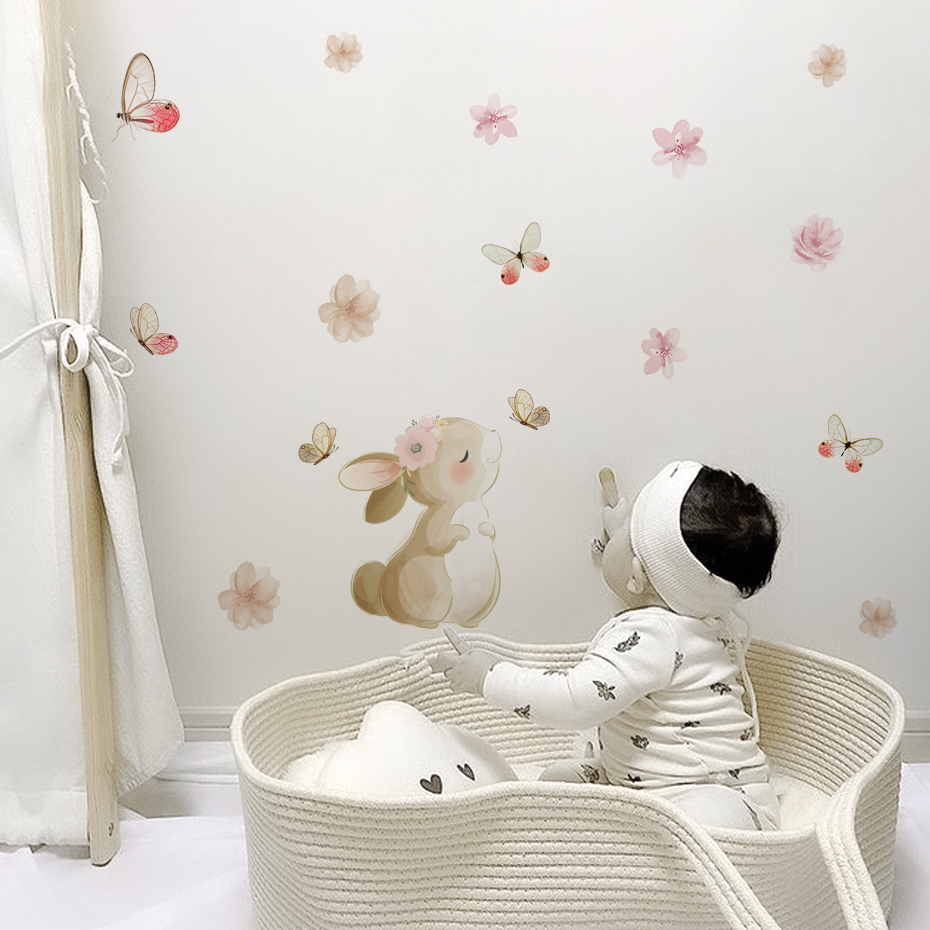 الكرتون الأرنب الزهور فراشة ال - مراجعة Baby Nursery Decor Girl وسعره